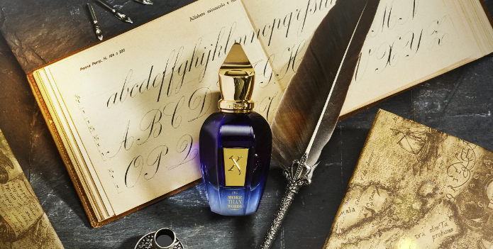 Xerjoff More Than Words editorial with calligraphy and quill