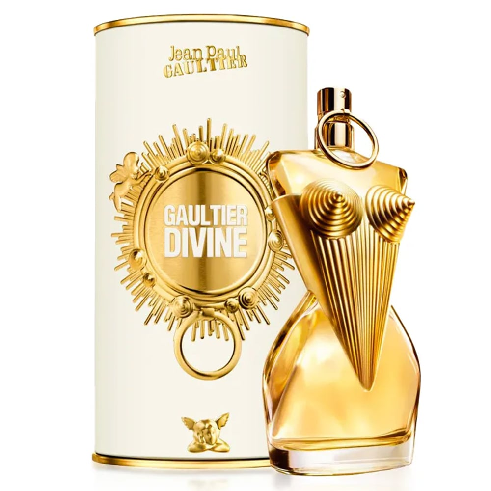 Gaultier Divine gold bottle with white gold sun tube