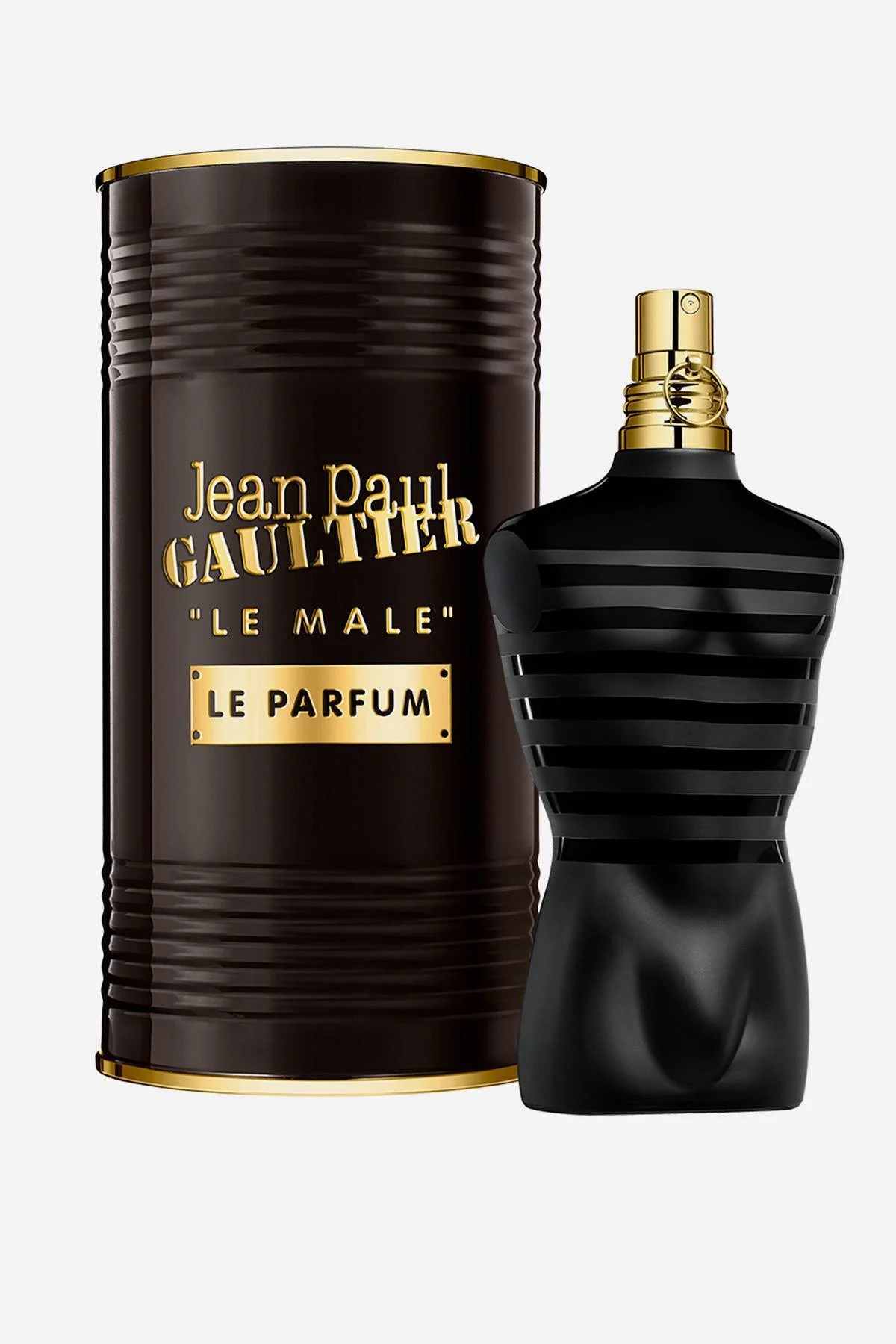 JPG Le Male Le Parfum black bottle with dark brown tube