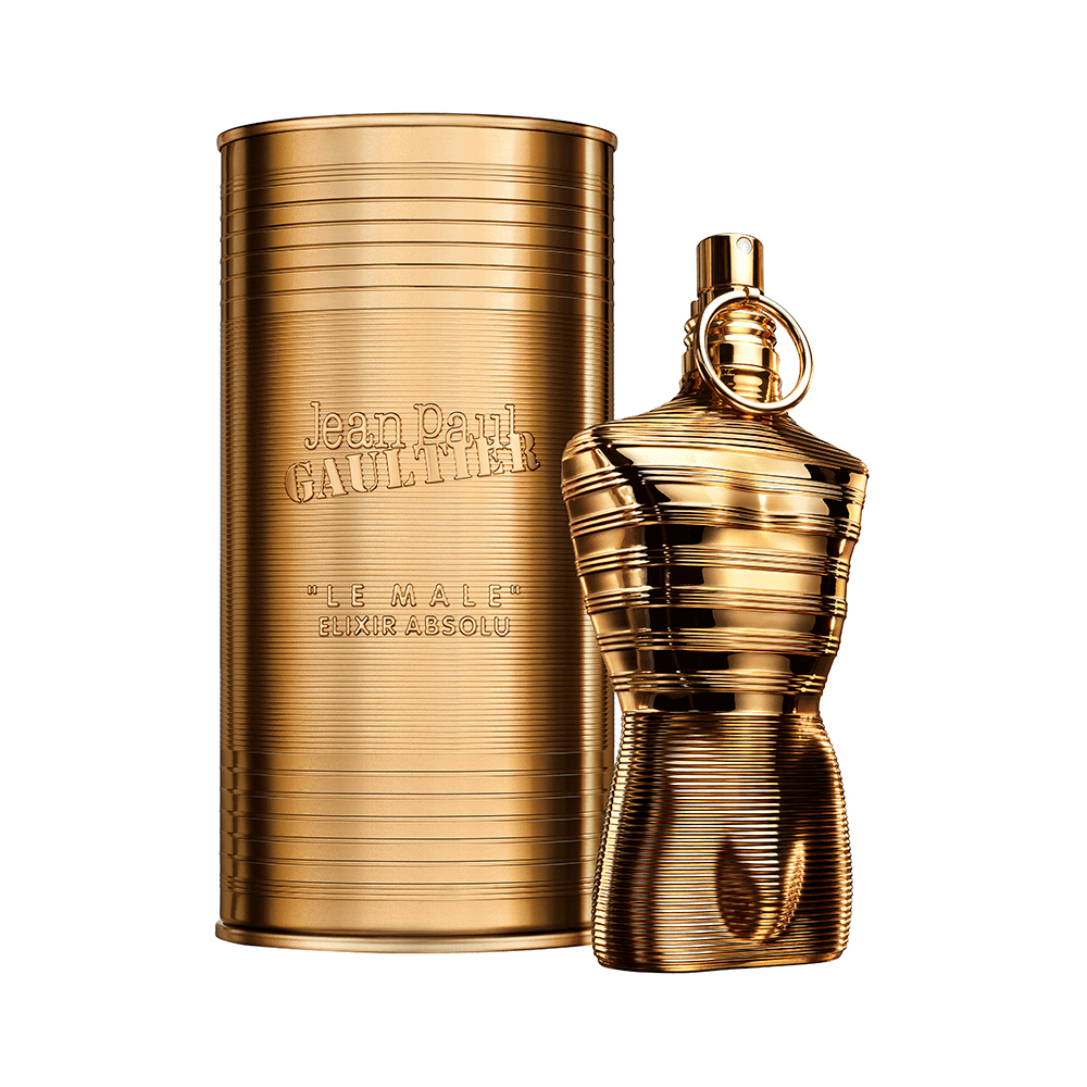 JPG Le Male Elixir Absolu gold bottle with gold tube