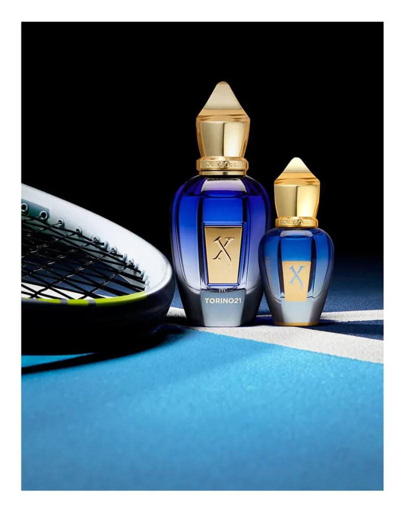 Xerjoff Torino 21 royal blue bottles with tennis racket