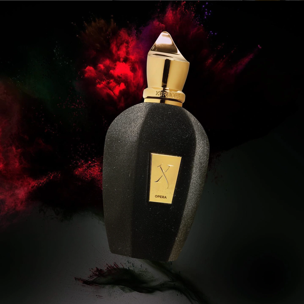 Xerjoff Opera matte black bottle with crimson smoke