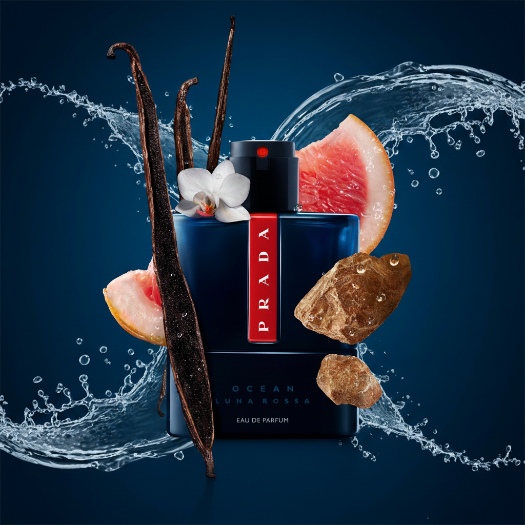 Luna Rossa Ocean - Ingredients flat lay